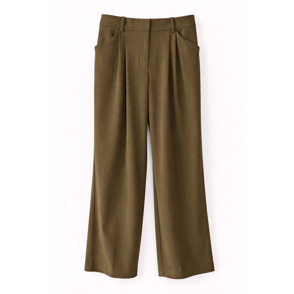 Liz Claiborne Emma Olive Wide Leg Career Trouser Pants Rayon Blend 26W